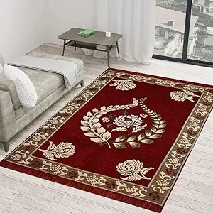 Shree BALA JI Carpet for Living Room 5x7, Floor Carpet for Home Living Room Big Size, Carpet for Hall Floor Big Size 5 x 7 Feet (Red)