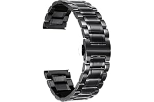 BINLUN Stainless Steel Watch Bands 12mm-24mm Replacement Smart Watch Straps with Straight&Curved Ends Universal fit for Samsung Galaxy Watch 6/5/4/3,Fit for Garmin Watch Women/Men