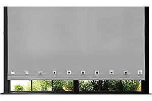 Funky Gadgets Square Eyelet Light Filtering Roller Blinds -Window Shades Easy Fit Polyester Fabric Daylight Trimmable Roller Blind- Child Safe Metal Tube with Fittings (W120 x L210cm, Light Grey)