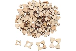 Rhys 200 Pezzi Cuore di Legno Naturale Vuoto Fette Decorativi, Naturale Cuori di Legno Decorazioni, per Matrimonio Fai da Te Arte Craft Card Making Decorazione di San Valentino