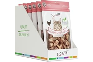 DOKAS Abats lyophilisés - Friandises de qualité supérieure sans céréales pour chats - Idéal comme récompense - 6 x 15 g