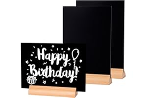 LELADY JEWELRY LELADY Lavagna da Tavolo A4, 3 Pezzi Mini Lavagna Piccola, Lavagnette Cancellabili Neri, Lavagna con Base in Legno, Piccola Lavagna Bifacciale, Lavagnette con Supporto per Messaggi