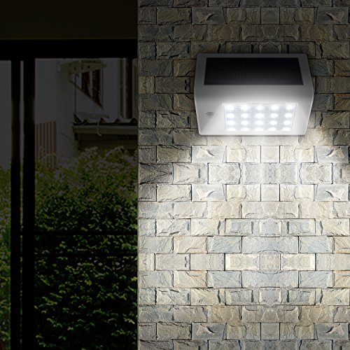 Deckey LED Solarleuchte mit Bewegungsmelder 20 LEDs Solarlampe Wandleuchte Außenleuchte 3W Kaltweiß (1 Stück, Weiß) - 7