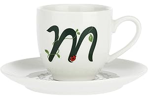 LA PORCELLANA BIANCA PB La Porcellana Bianca - Tazzina da Caffè con Piattino Lettera 'M' in Gift Box - Solotua - Arredo Casa, Tè, Caffè e Colazione - Porcellana - 90 cc