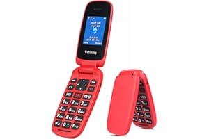 ukuu Mobile Phones for Elderly Unlocked, 1.8" SIM Free Clamshell Phone Big Button Pay as You Go Simple Flip Phone | SOS Button | Talking Numbers | FM Radio (red)