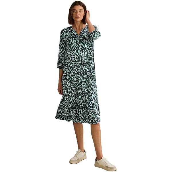 Jersey jurk met onopvallende print voor dames in Groen Jersey jurk met onopvallende print voor dames in Groen