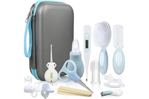 Lictin Babypflegeset 15 teilige Baby Pflegeset Neugeborene mit Fieberthermometer Nasensauger Kamm Nagelschere Baby Erstausstattung Pflegeset für Neugeborene (Grau)