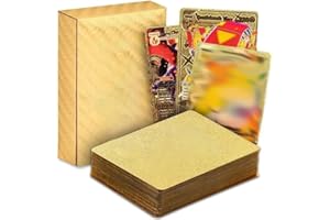 OYZOQ Lot de 55 Cartes dorées pour Pokemon, Vstar Vmax avec boîte de Jeu, Cartes Assorties V, Cartes plaquées Or, y Compris différentes Cartes rares en Aluminium，Deutsche Version