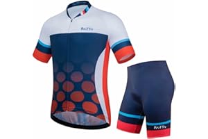 ROTTO Męska koszulka kolarska zestaw kombinezonów rowerowych z krótkim rękawem koszulka rowerowa i wyściełane szorty