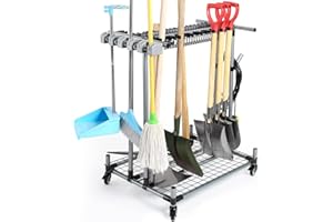 QTJH Portautensili da giardino mobile a torre per garage porta attrezzi, organizer angolare per officina per riporre grandi utensili lunghi..