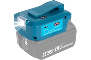 Waitley ADP05 - Adaptador de batería para baterías Makita de 14.4V y 18V con luz de Trabajo LED y un par de interfaces de Cargador USB para teléfono