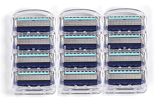 PEXIVOZ 12 Pezzi Lamette da uomo per rasoio,Per Lamette Gillette Fusion 5 Ricariche, lame di ricambio a 5 strati,Adatta ai Pulire la Barba e I Peli Delle Gambe Regali per Padri e Fidanzati(blu)