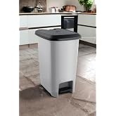 Melkan Home Slim Pedallı &Ccedil;&ouml;p Kovası 40 Litre &Ccedil;&ouml;p Kovası &amp; Orta Boy Pedallı &Ccedil;&ouml;p Kovası Gri Metalik Gri