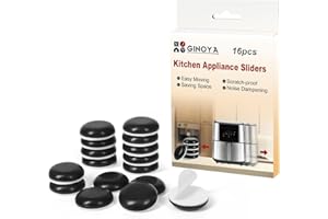 GINOYA 16 Stück Unsichtbares Gleiter, Rollen für Küchengeräte Kompatibel mit Smart Küchenmaschine für Thermomix TM5,TM6 Heißluftfritteuse, Brotmaschine, Mixer, Hilfsmixer, Topf (Schwarz)