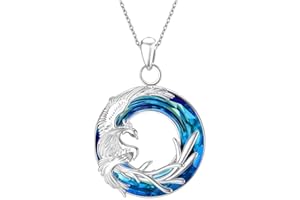 TOLOWOBK Phönix Kette Damen, Nirwana Phoenix Blau Kristall Anhänger Halskette Schmuck für Damen Mädchen Geburtstag Weihnachten Jahrestag Geschenke für Mutter Tochter Ehefrau Freundin