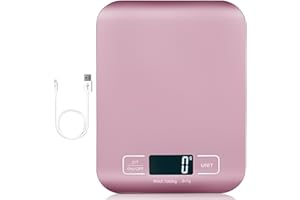 Delamiya Báscula de cocina digital, 10 kg/1 g, báscula de cocina digital recargable por USB, con pantalla LED y función de tara, báscula de alimentos multifuncional para hornear y cocinar, medir