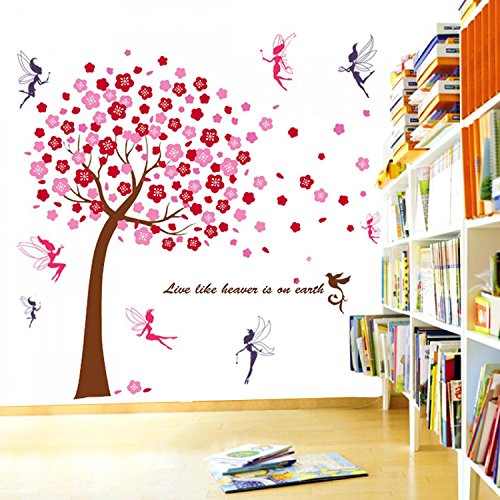 Walplus Wandaufkleber Rosa Baum Mauerdekor Kinder Wandsticker Aufkleber Dekoration Baum Fee Kinderzimmer Schlafzimmer Baby Kids - 3