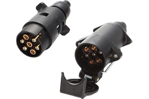 Feuunly Spina per Rimorchio 7 Poli e Presa per Rimorchio 7 Poli, 12V Impermeabile Connettori Rimorchio 7 Poli, Presa a 7 Poli con Gancio, per ​Rimorchio RV Caravan Camion (Cappuccio di Gomma)