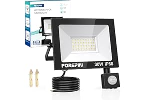 FOREPIN Security Lights Outdoor Motion Sensor 30W 2700LM Flood Lights Outdoor 36LED Outdoor Lights Mains Powered PIR Lights Outdoor IP66 for Garden Backyard Garage Doorways, Cold White