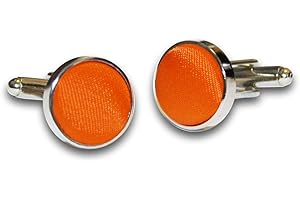 DQT Men Plain Satin Fabric Inlay Wedding Cufflinks