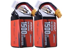 SUNPADOW Paquete de 2 baterías 6S 22,2 V, batería LiPo de Litio y polímero de 1500 mAh 120 C Paquete Blando con Conector XT60 para helicópteros, Drones, FPV