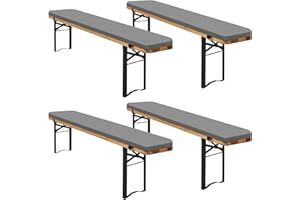 LUMAYCENS 4er-Pack bierzeltgarnitur auflage, Bierbankauflage gepolstert für Bierzeltgarnitur 220x25x2cm bierbank auflagen, XL Waschbare auflagen bierzeltgarnitur für Partyzeltgarnitur(Hellgrau, wasserdicht)