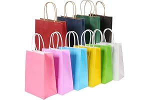 BESCOST Sacchetti Regalo 40pcs Buste Regalo 21 * 15 * 8cm Sacchetti Carta con Manici da130gsm Sacchetto Regalo per Compleanno Natale Shopper Bag Sacchetti Regalo