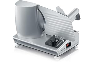 SEVERIN Trancheuse universelle 180 W, Trancheuse électrique pour découpe fine comme épaisse, Trancheuse à jambon, pain, fromage, avec lame en inox, AS 3915