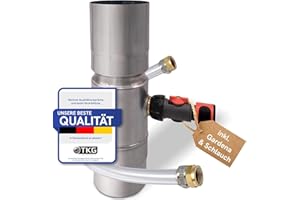 Regensammler für Fallrohre 100 mm - Zink Regenwassersammler für Fallrohr DN100 mit Schlauch- und Fassanschluss - Wassersammler für Regentonne, Zisterne - wetterfest und langlebig - Indiva