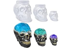 ZEPHYRHOME 3 piezas moldes de silicona para calavera 3D,manualidades de resina para halloween,moldes de silicona moldes de fundición,Adecuado para velas, decoraciones de Halloween, decoraciones para el hogar