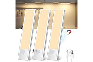 TOPPLEE Led Sottopensile Cucina, 3pcs 15cm Luce Armadio Led con Sensore, 3000K Luce Led Sottopensile, Led Armadio Sensore Movimento per Cucina Armadio Scale Corridoio Garage Letto