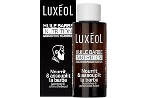 Luxéol - Huile Barbe Homme Nutrition - Nourrit & Assouplit la Barbe - Enrichie en Huiles de Graine de Tournesol, Graine de Sésame, Jojoba & Pépins de Raisin - Fabriquée En France - 50 ml