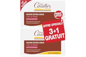 Rogé Cavaillès Savon Surgras Extra-Doux Lait de Rose Lot de 3 x 250 g + 1 Gratuit