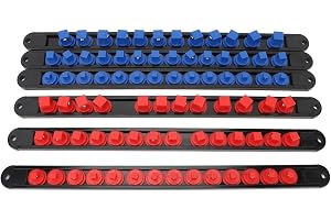 Magnetisk Socket Organizer, 6 ST Socket Hållare Set, 1/4, 3/8, 1/2 Socket Drive, Premium Quality Socket Clip Rail Holder, Rymmer 80 Delar Magnetiska Sockets Fack