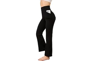 WEISANGMI Flared Leggings with Pockets for Women High Waisted Gym Leggings Bootcut Yoga Pants Workout Trousers Sports Running Leggings