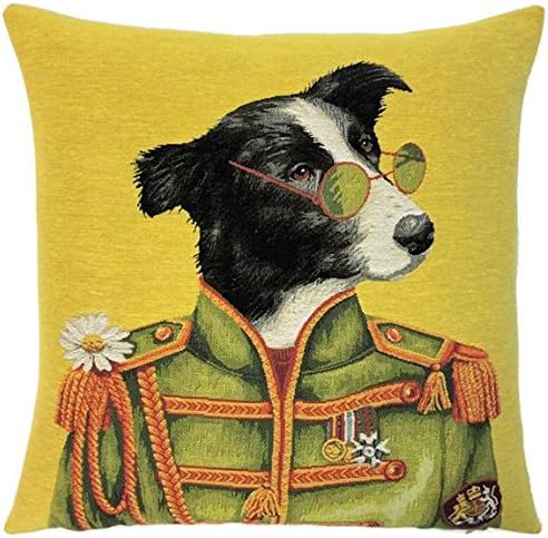 Rock And Roll John Border Collie Lennon Belgian Tapestry Cushion