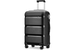 Kono Maletas de Viaje Grandes 76 cm Rígida Equipaje de Mano con Cerradura TSA, Ligera Moda Trolley con 4 Ruedas y Cremallera YKK, Durable Polipropileno (Maleta Grande, Negro)