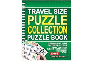 Sixstore A5 Spiral Bound Travel Size 3 in 1 Sudoku, Word Search, Crossword Puzzle Collection Book, Green