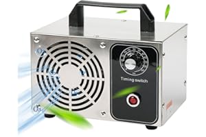 Auveach Générateur d'ozone 32,000mg/h Industriel Ménage Purificateur Portable Filtre à Air Ozonateur avec Minuterie pour Bureaux Garage Ferme (Argent)