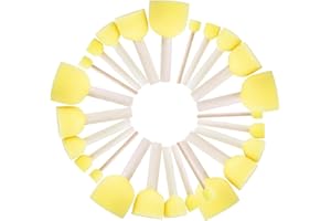 HHZZXCDH 30 Stück schwammpinsel, Holzgriff Runde schaumstoffpinsel Set, acrylmalerei zubehör Runder Pinsel Set aus Schaumstoff, Malschwamm Schaum für Malerei Handwerk Keramik Malerei Werkzeuge Packung Maler