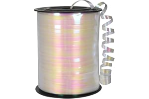 COSORO 500 Yard White Curling Ribbon 5mm for Balloons,457m Crimped Balloon Ribbon Balloon String Party Shiny Holographic Ribbons for Gift Wrapping Crafting,Christmas Birthday Wedding Party Decorations