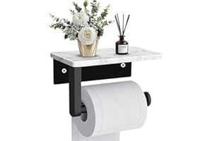 ‎SONHOMAY Toilettenpapierhalter mit Marmorablage oben, Edelstahl, Toilettenpapierhalter für Badezimmer, Waschraum, 17 x 9,9 cm