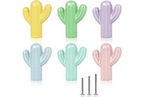 ShipeeKin 6X Colorate Pomelli per Cassetti 32MM forma di cactus in Ceramica Pomelli per Mobili Manopole per Cassetti e Cucine Pomolo per Mobile Pomelli per Porta Mobili da Cucina Camera dei Bambini