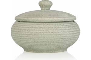 AIRMSA Cendrier avec couvercle, cendrier pour l'extérieur, en céramique rétro, anti-odeur, pour maison, bureau, appartement, chambre à coucher, balcon, table basse - Décoration (vert clair)