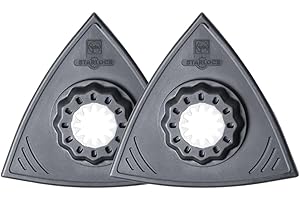 FEIN Set Platorelli płaskie Nieotworzone, Opakowanie 2 sztuki, Uchwyt Starlock, Narzędzie robocze z tworzywa sztucznego, Wersja płaska trójkątna, Długość krawędzi 80 mm, Mocowanie na pasek