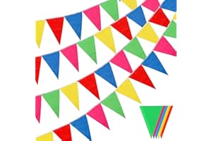 PUBIAO Bunting Banners Multicolor Nylon Fabric Triangle Flags Outdoor Garden Banner for Wedding Birthday Party Garden Brand Opening Home Festival Decorations (40 Meters 80 Flags)