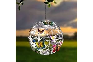 Akin Solar Hanging Butterfly Ball Light - Outdoor Garden Decoration, Aluminum Waterproof Solar Powered Lantern for Yard, Pathway, Balcony