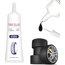 Colle Réparation Pneus 60ml - Pour Voiture, Moto, Vélo - Réparation Urgence Crevaisons - Forte Adhérence