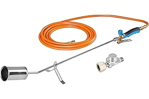 CFH Abflammgerät GV 900 inkl. Gasdruckregler DR 114 und Gasschlauch - Unkrautbrenner Gas Anwendung 2,5 bar mit 3/8" Anschluss, Ideal für Unkrautbeseitigung, Teer- und Teichfolienarbeiten, TÜV SÜD GS