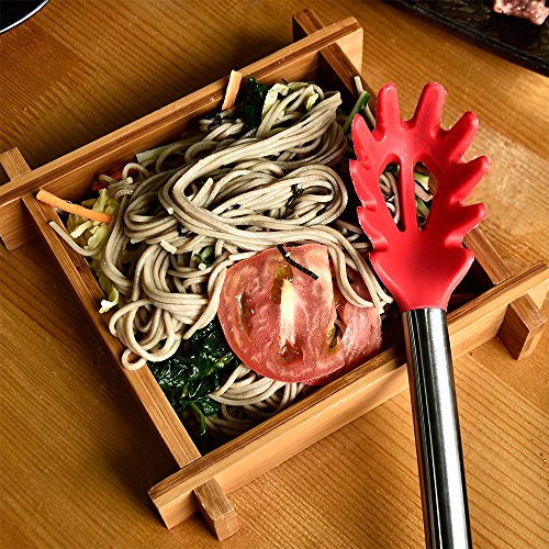 TTLIFE hochwertig 5-teilig Küchenhelfer Set aus Silikon mit Edelstahl Griff- Pfannenwender, Schaumlöffel, Suppenkelle, Spagettilöffel, Soßenlöffel - 3